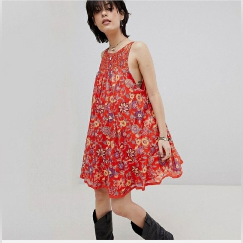 Free People Red Oh Baby Tunic Dress in Excellent Condition